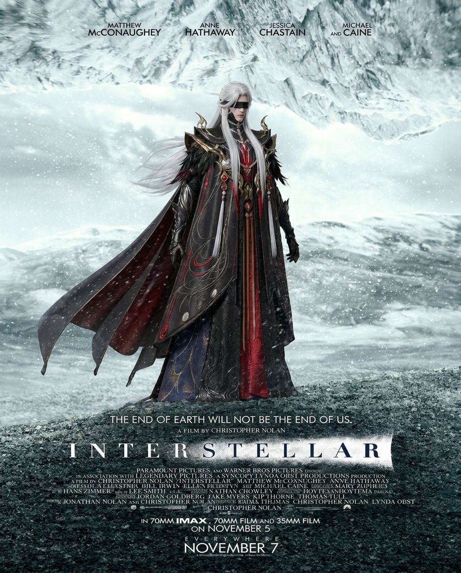 Space campaign poster featuring a male Divine Weapon character from A Chinese Ghost Story